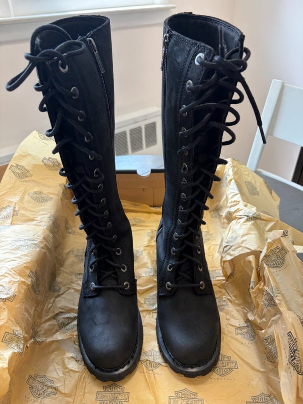 HARLEY DAVIDSON WOMEN'S LORNELL 14" LACE MOTORCYCLE BOOT-NEW - Picture 2 of 7
